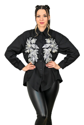 Čierna košeľa luxusná košeľa Paloma Krásna móda