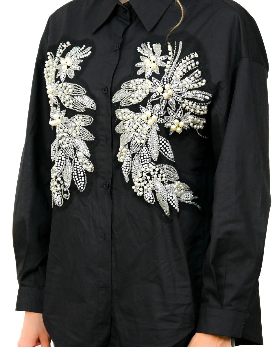 Čierna košeľa luxusná košeľa Paloma detail