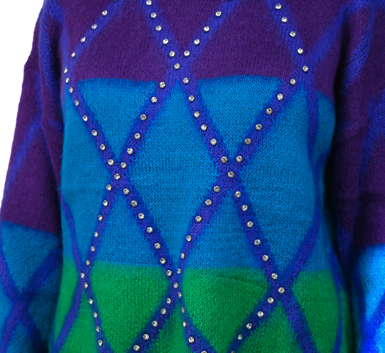 Pletený sveter Crop sveter Harley Quinn fialový detail