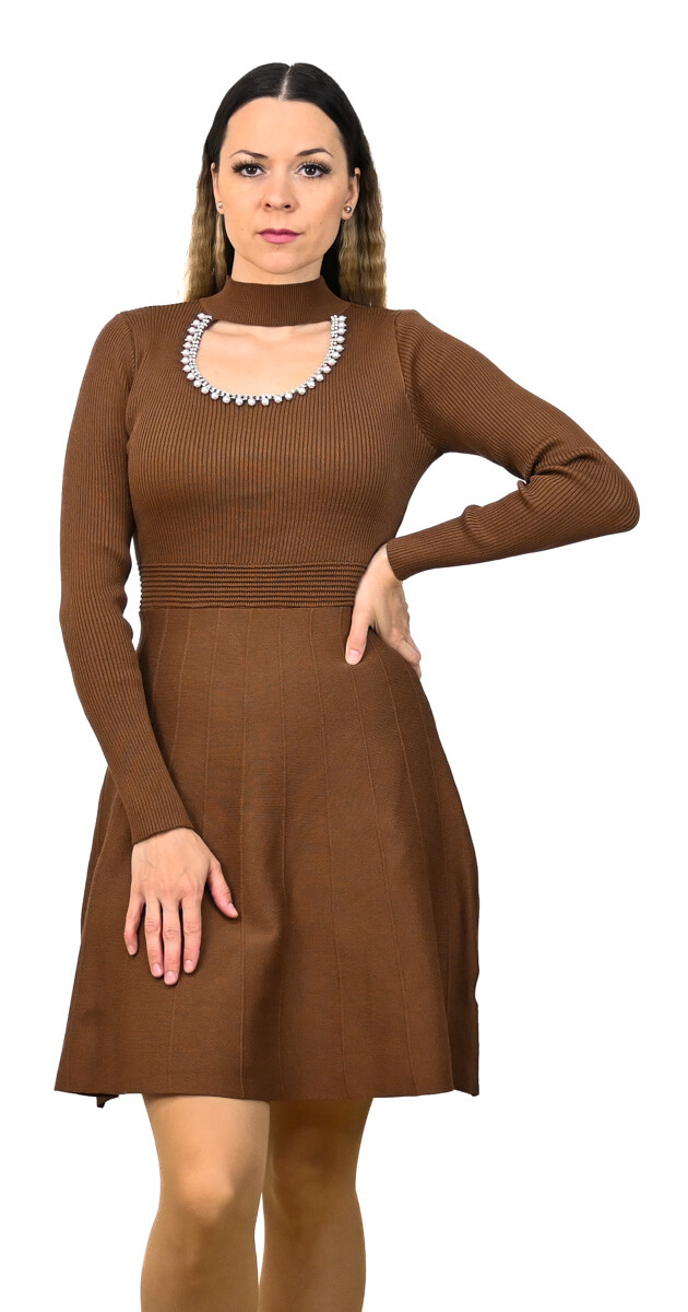 Ačkové šaty Audrey hnedé spredu 1