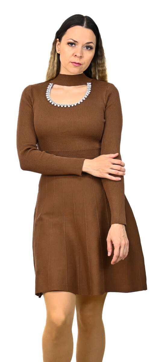 Ačkové šaty Audrey hnedé spredu 3