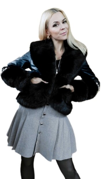 Koženková bunda s kožušinou Krásna móda