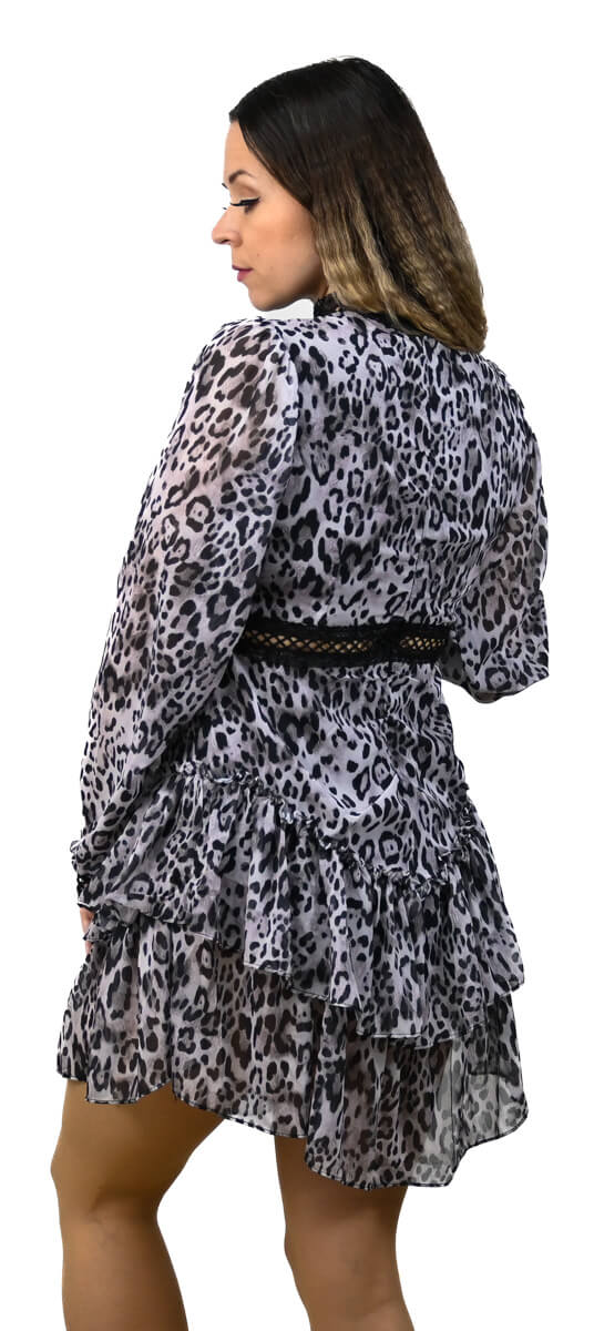 Leopardie šaty zozadu z boku