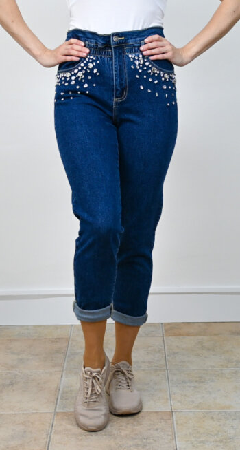 Momfit jeans so zirkónmi spredu