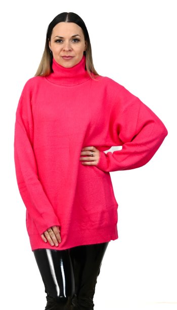 Dlhý sveter Sweetie ružový Krásna móda