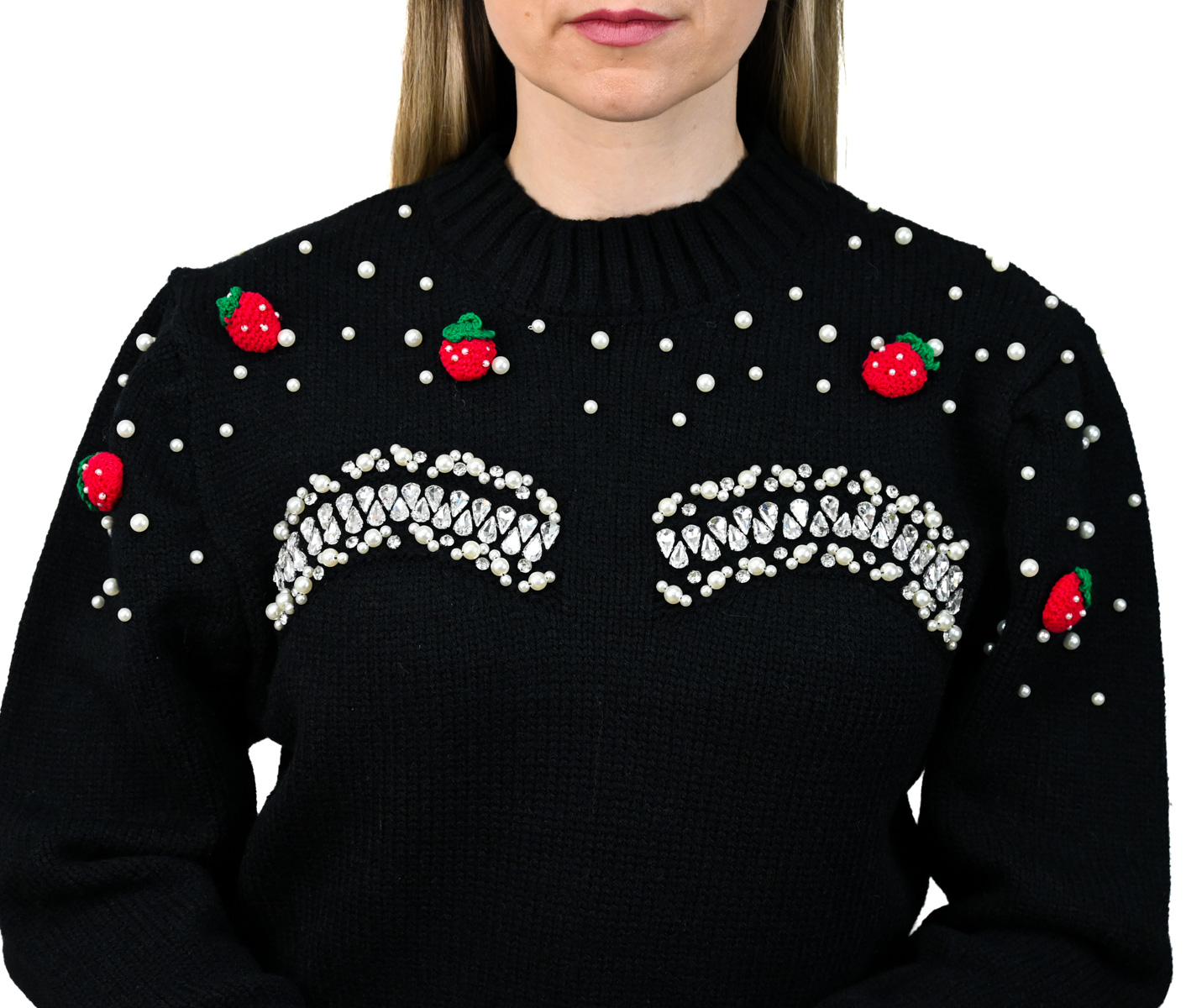 Pletený sveter Luxury čierny detail