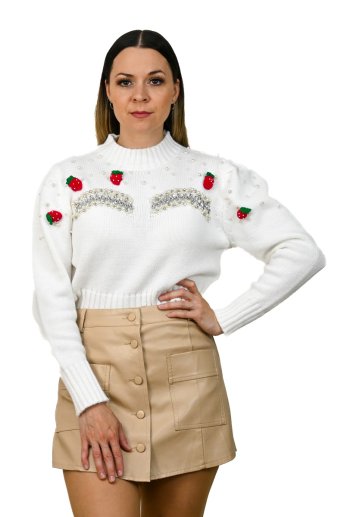 Pletený sveter Luxury biely MarySha