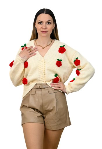 Pletený sveter na gombíky Roses MarySha