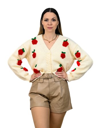 Pletený sveter na gombíky Roses Krásna móda