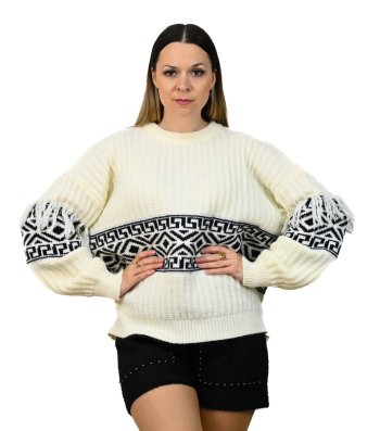 Pletený sveter s norským vzorom ruky vbok