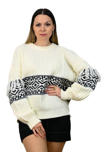 Pletený sveter s norským vzorom spredu