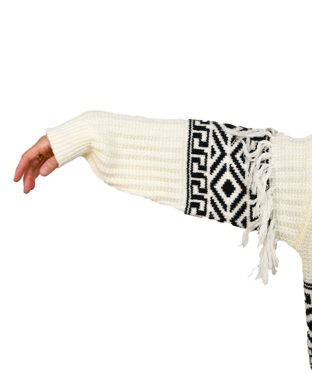 Pletený sveter s norským vzorom rukáv