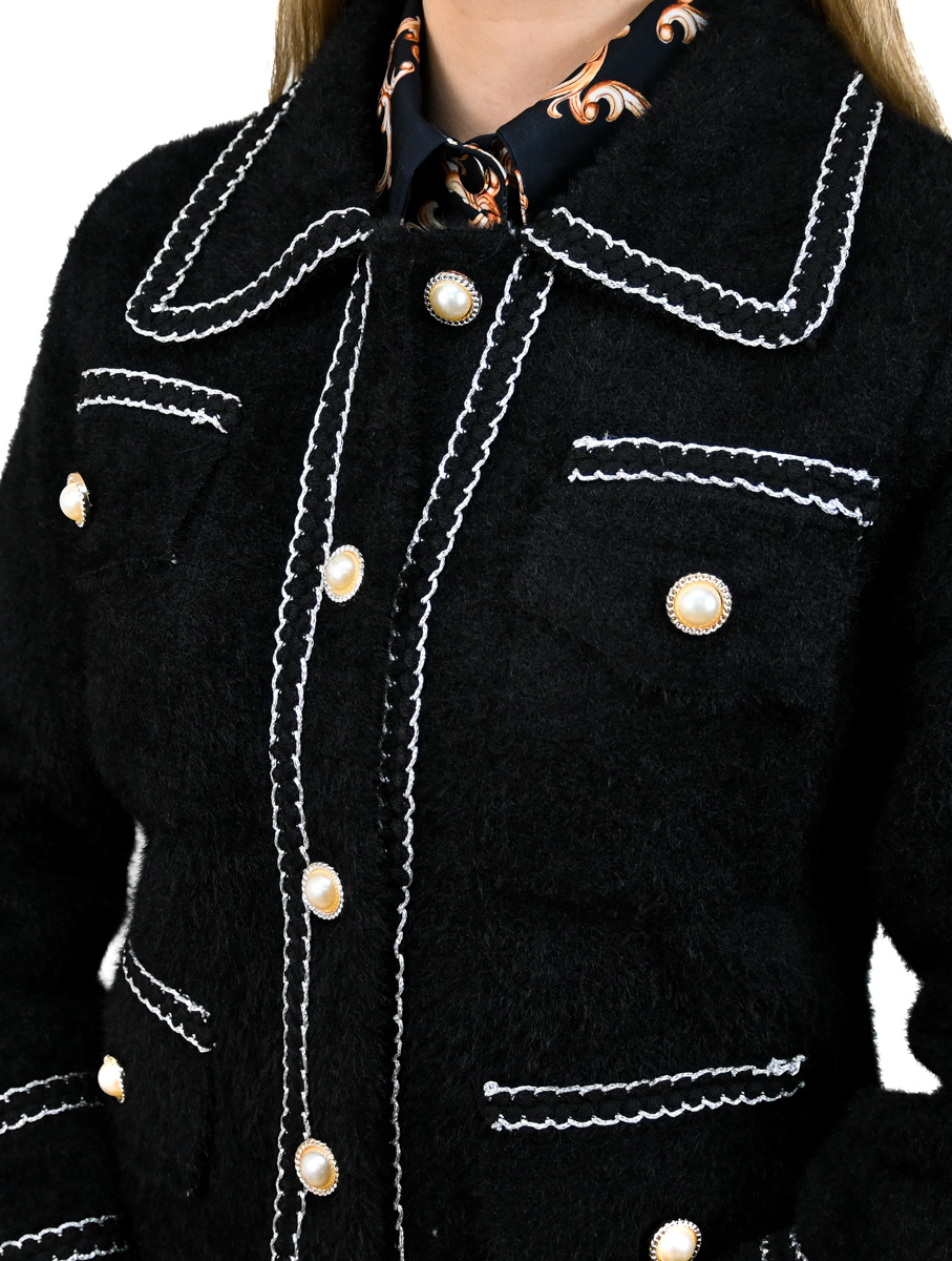 Vegan alpaka kabát Sanel čierny detail