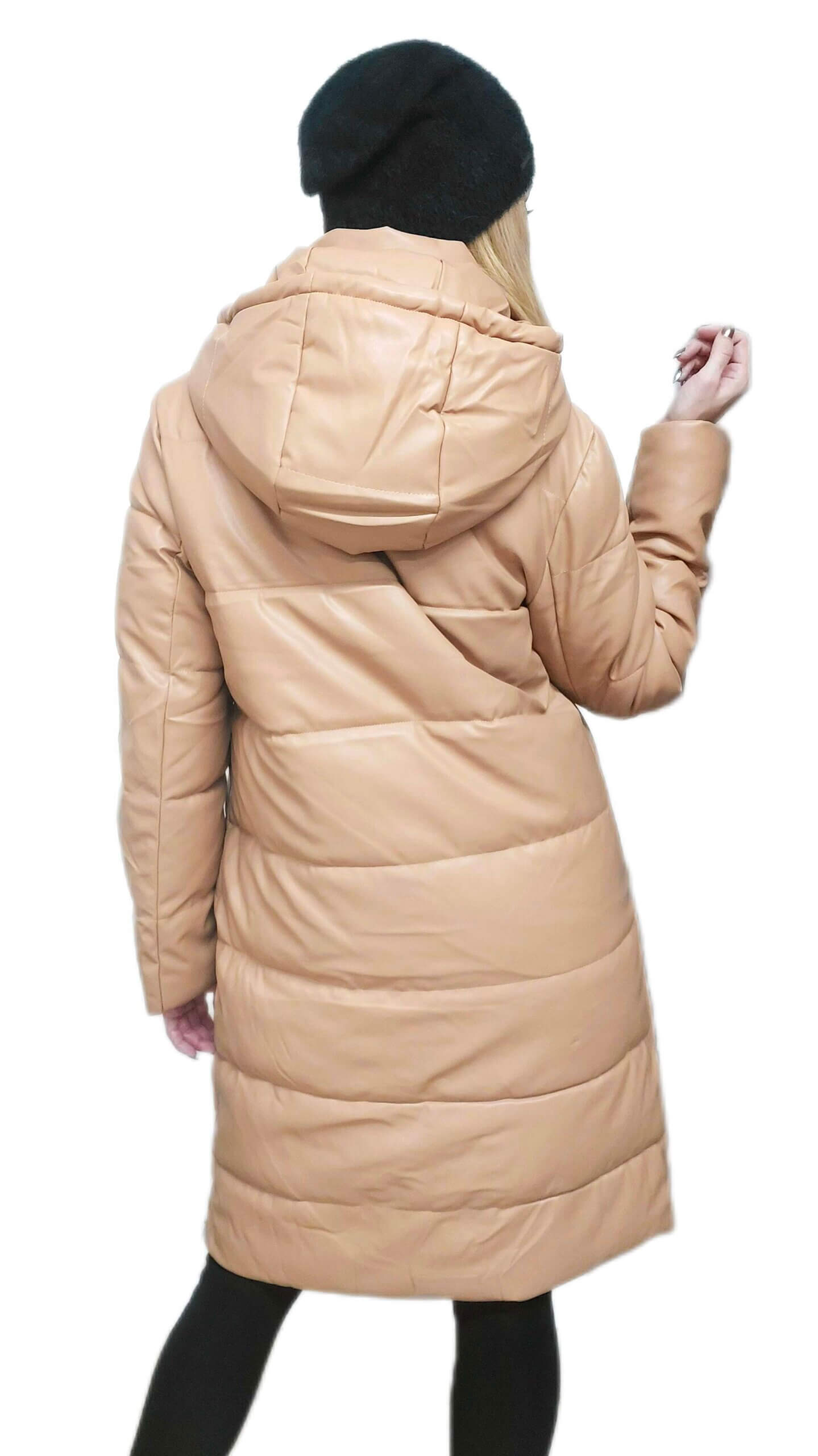 Prešívaná bunda so zipsami Emily béžová zozadu