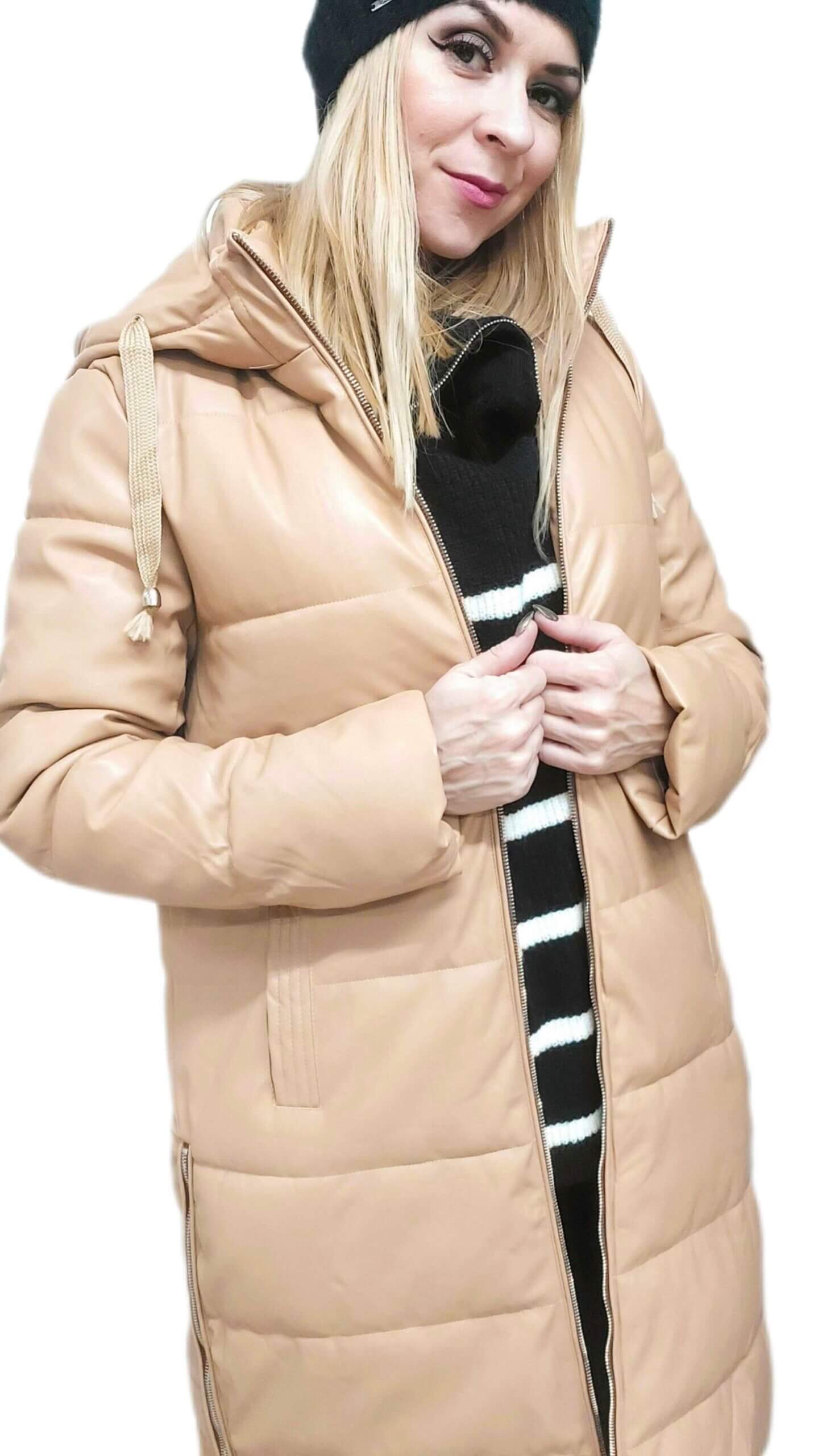 Prešívaná bunda so zipsami Emily béžová