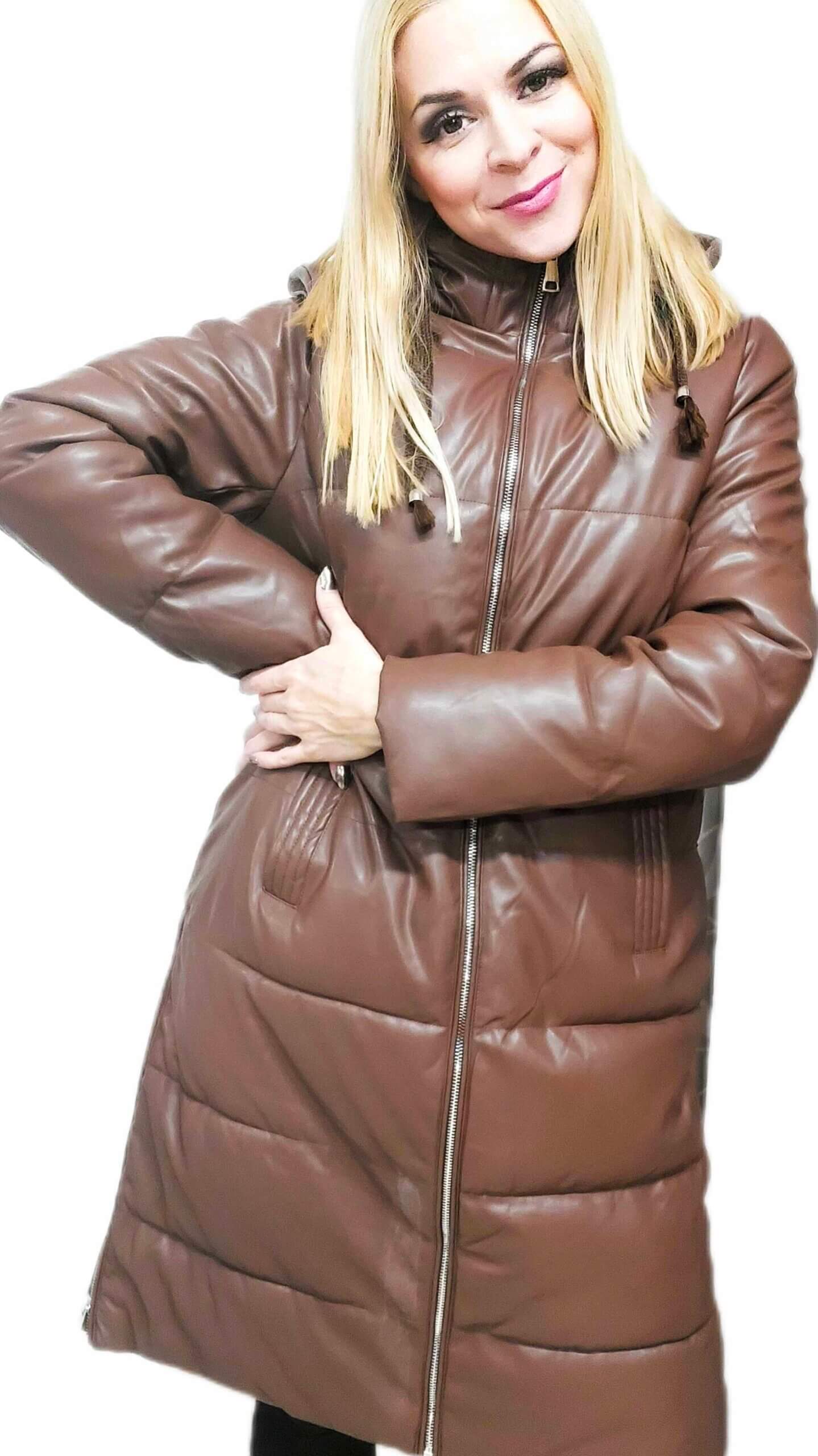 Prešívaná bunda so zipsami Emily hnedá
