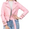 Ružová koženková bunda Krásna móda