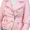 Ružová koženková bunda MarySha detail bundy