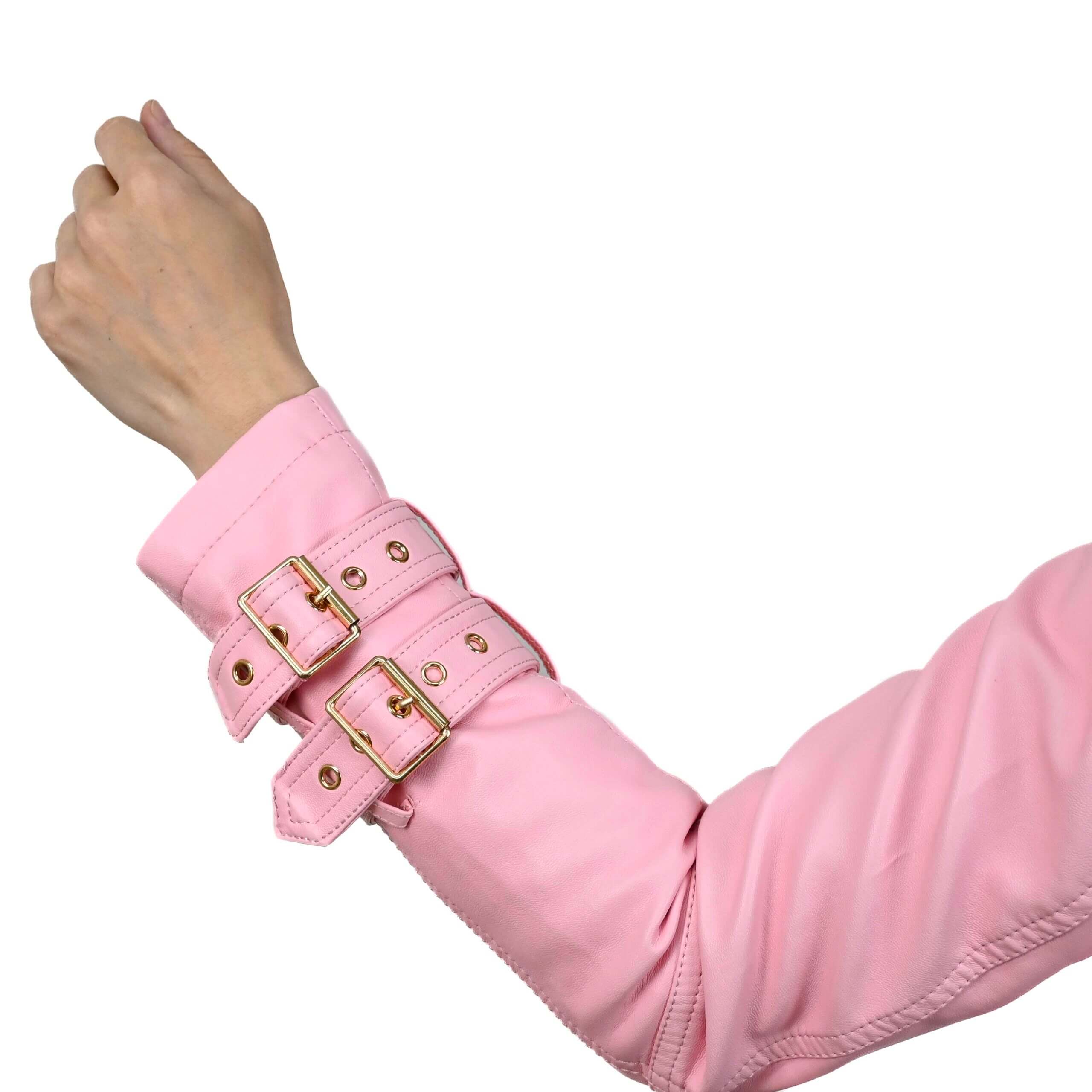 Ružová koženková bunda MarySha rukáv